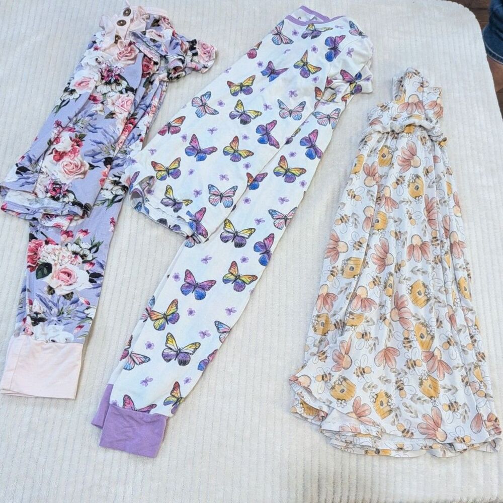 Girls Bamboo Sleepwear 7T 8T Little Dreamers Popoki Little Snuggles 3 Pc Bundle